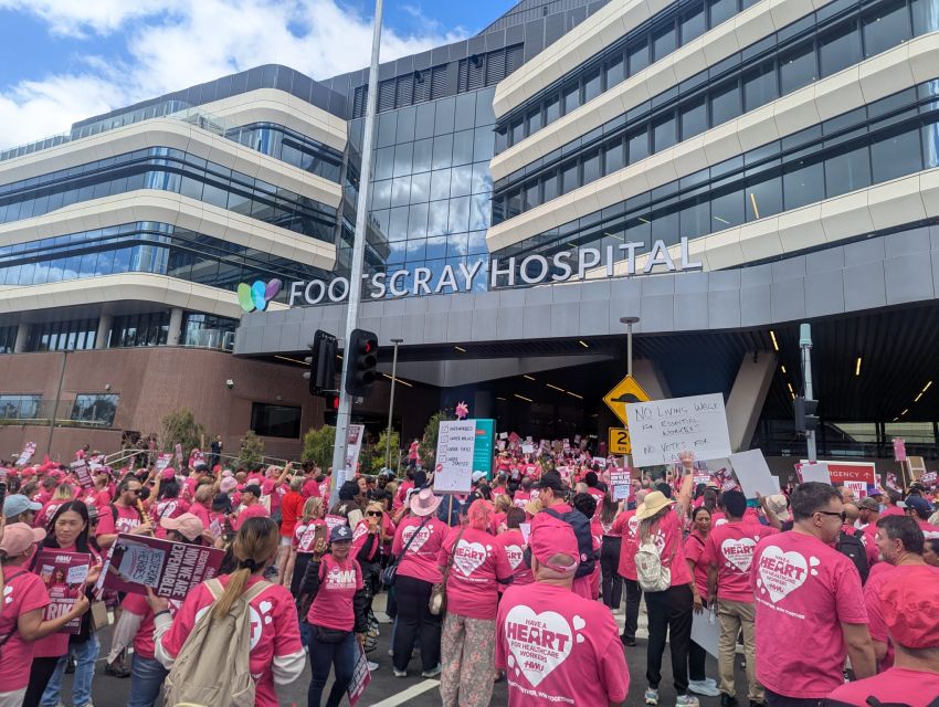 protesters outside footscray hospital