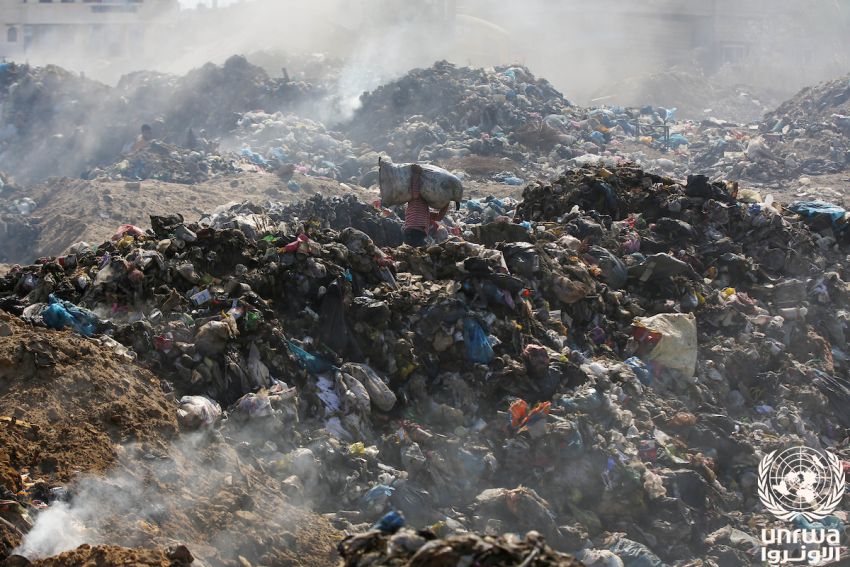 children at a waste dump in Gaza