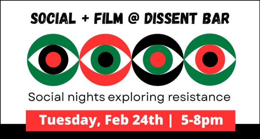 Artwork and graphic for event Social + Film @ Dissent Bar, 5pm-8pm 24/02/2026 Dissent Bar, 181 City Walk, Canberra ACT 2601