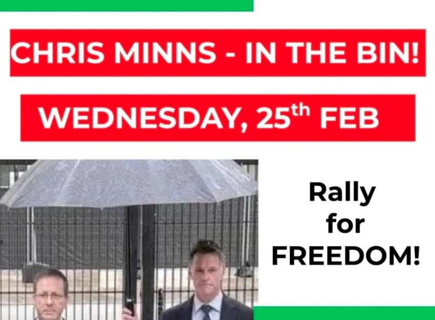 Artwork and graphic for event Rally for Freedom: Chris Minns – In The Bin