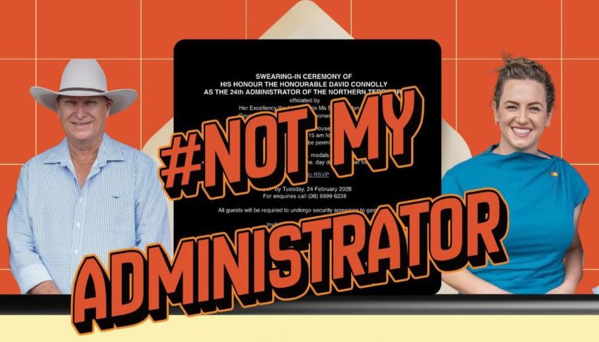 Artwork and graphic for event Not My Administrator Community Meeting, 8:30am 27/02/2026, Parliament House lawns, 15 Mitchell St, Darwin City NT 0800