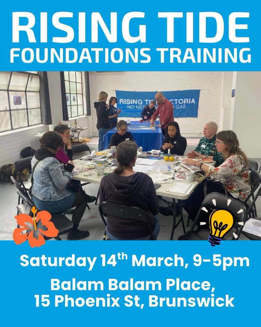 Artwork and poster for event Rising Tide Foundations Trainging, 9am-5pm 14/03/2026 Balam Balam Place, 15 Phoenix St, Brunswick VIC 3056