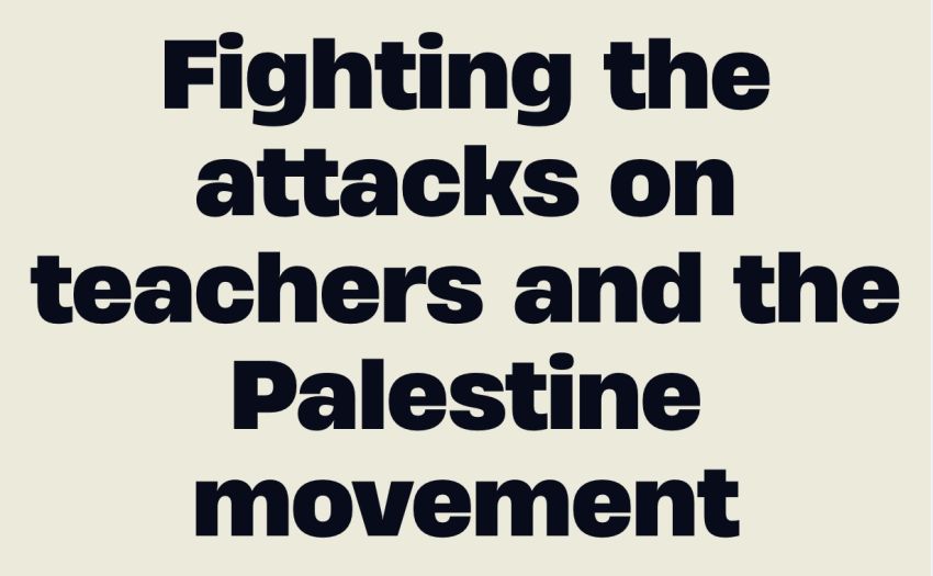 Artwork and graphic for event Forum: Fight the attack on teachers and the Palestine movement, 6pm 04/03/2026 Arts & Cultural Exchange (ACE), 8 Victoria Rd Parramatta NSW 2150