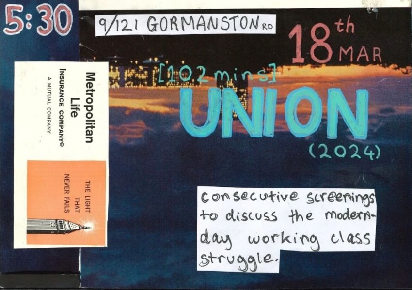 Artwork and graphic for event Film screening: Union, 5:30pm 18/03/2026 Trunk Studio, 9/121 Gormanston Rd Derwent Park TAS 7009
