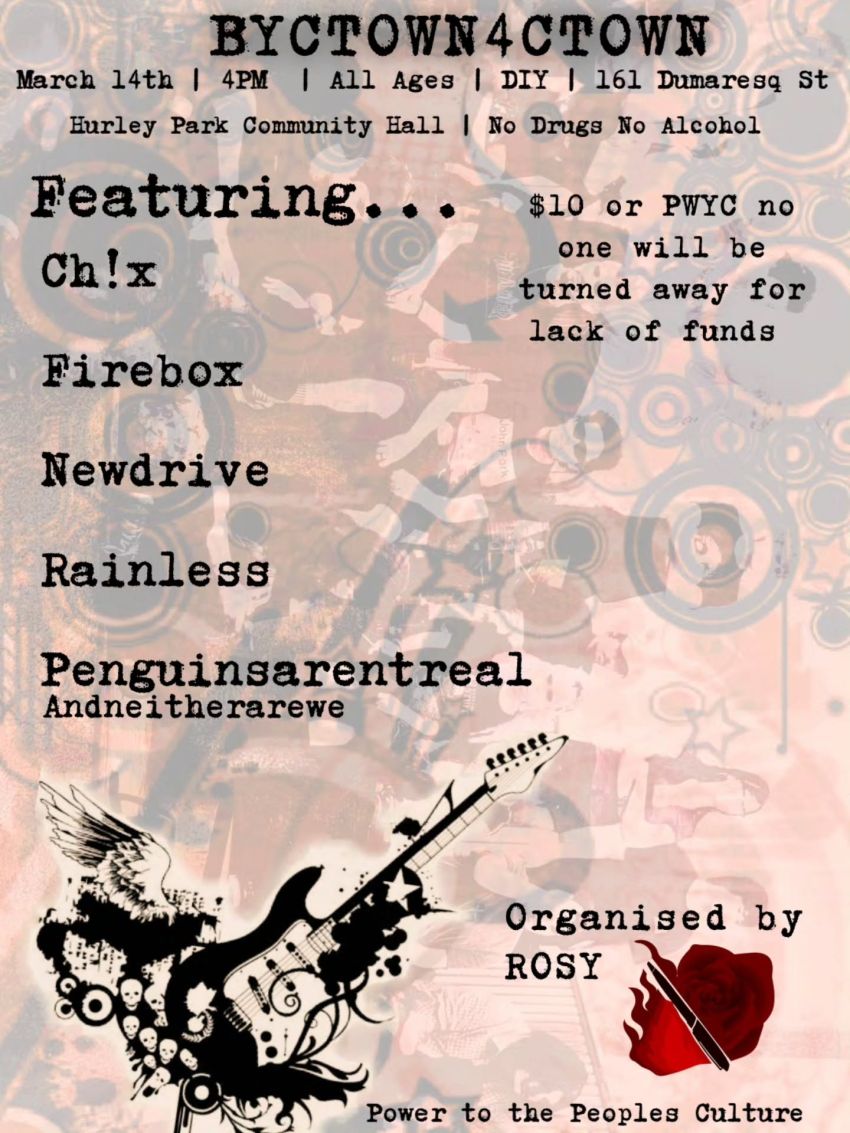 Artwork and poster for event BYCTOWN4CTOWN, 4pm-8:30pm 14/03/2026 Hurley Park Community Hall, 161 Dumaresq St, Campbelltown NSW 2560