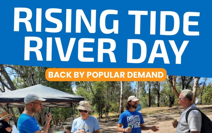 Artwork and graphic for event Rising Tide River Day, 2pm 29/03/3036 Deep Rock Swimming Hole, Dights Falls Loop Trail, Fairfield VIC 3078