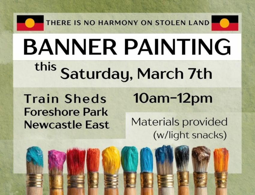 Artwork and graphic for event Banner Painting for International Day for the Elimination of Racial Discrimation, 10am-12pm 07/03/2026 Train Sheds, Foreshore Park, Newcastle East NSW 2300