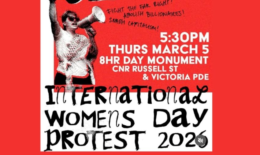 Artwork and graphic for event Fight Sexism: International Working Women's Day protest, 5:30pm 05/03/2026 Russell St & Victoria St Melbourne VIC 3000