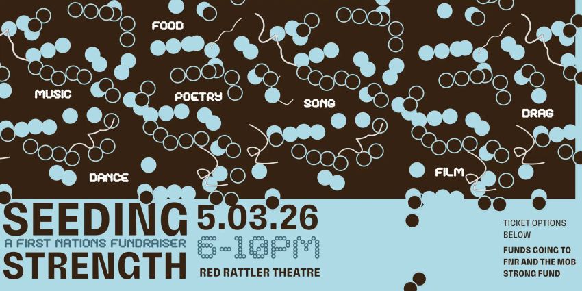 Atwork and graphic for event Seeding Strength: A First Nations Fundraiser, 6pm-10pm 05/03/2026 Red Rattler Theatre, 6 Faversham St, Marrickville NSW 2204