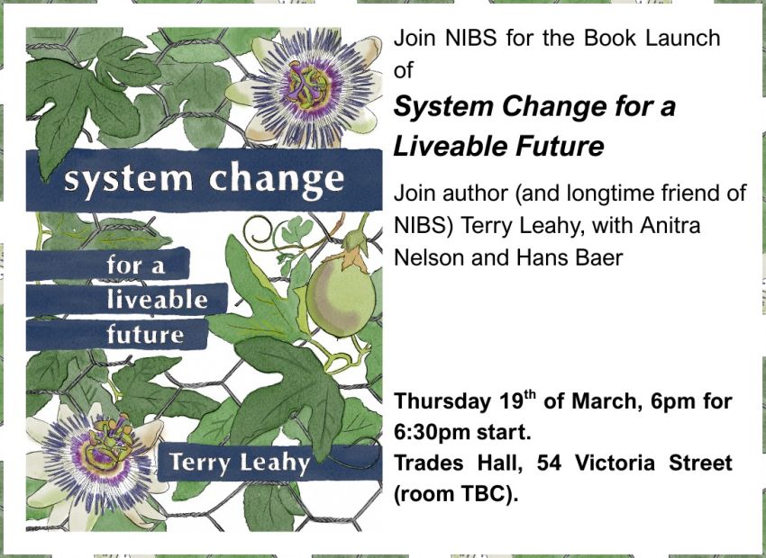 Artwork and graphic for event Book launch: System Change for a Liveable Future, 6:30pm-8:30pm 19/03/2026 Victorian Trades Hall, 54 Victoria St, Carlton VIC 3053