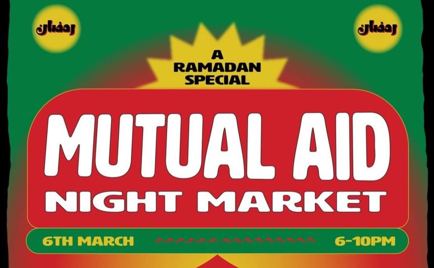 Artowrk and graphic for event Mutual Aid Night Market, 6pm-10pm 06/03/2026 Addi Road Gumbramorra Hall, 142 Addison Rd, Marrickville NSW 2204 