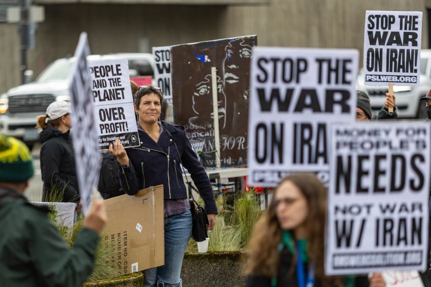 protesters with signs