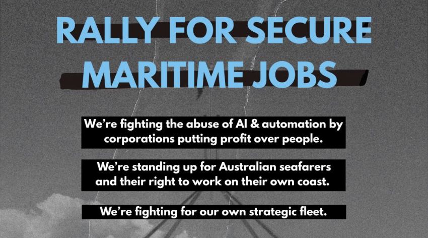 Artwork and graphic for event Rally For Secure Maritime Jobs, 11am 24/03/3036 Parliament House lawns, Parliament Dr, Canberra ACT 2600