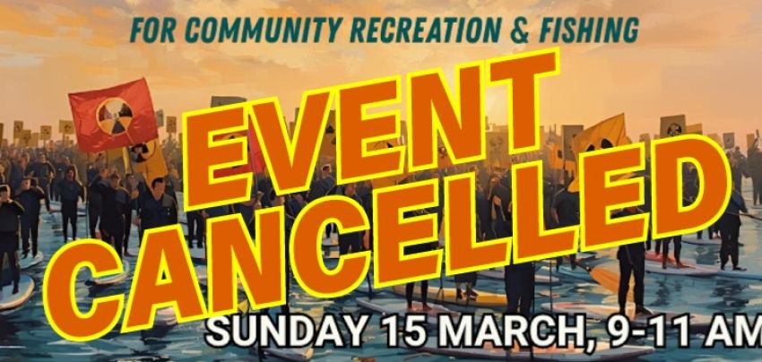 Artwork and graphic for cancelled event Reclaim the Sound Community Flotilla