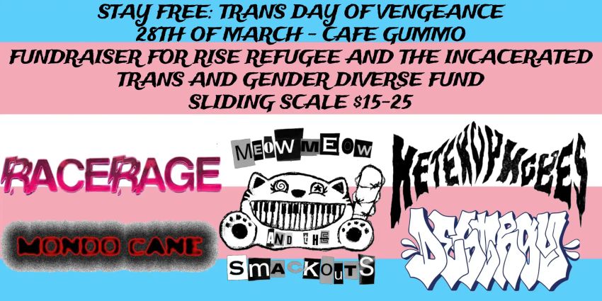 Artwork and graphic for event Trans Day of Vengeance 2026, 7:30pm-11:55pm 28/09/2026, Cafe Gummo, 711 High St, Thornbury VIC 3071