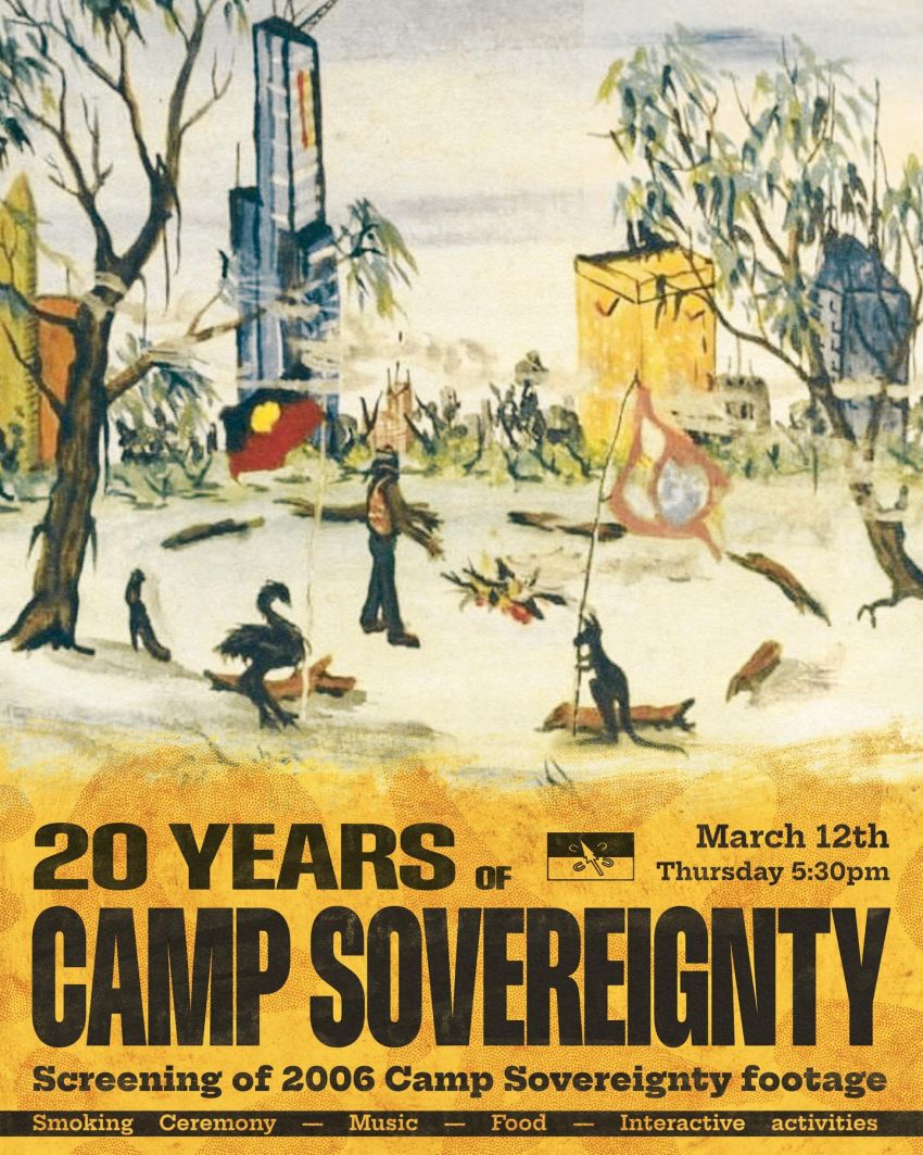Poster for event Celebrate 20 years of Camp Sovereignity