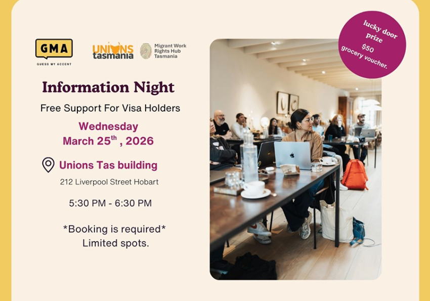 A banner with information about the Your Rights at Work in Australia event