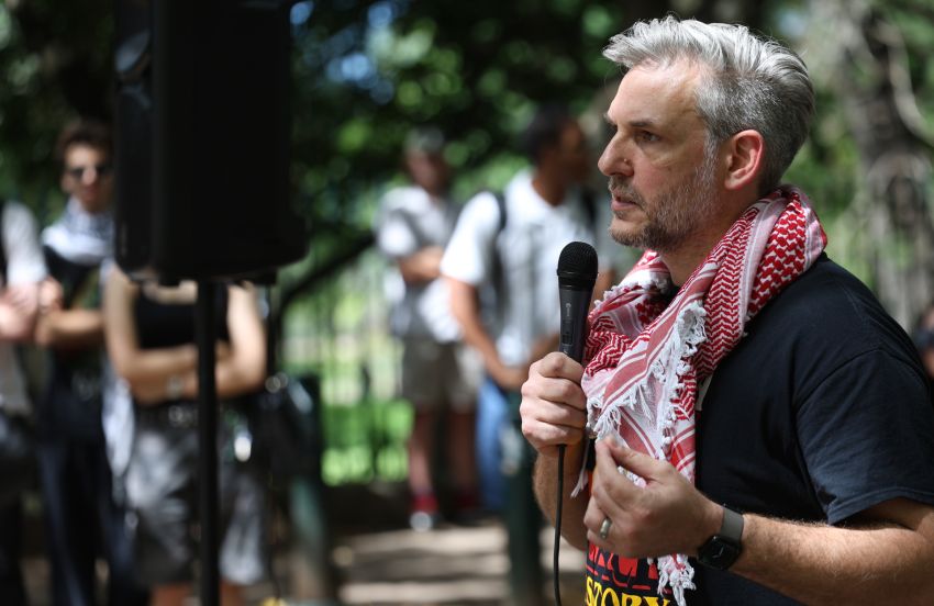 Greens MP Michael Berkman speaking at the rally