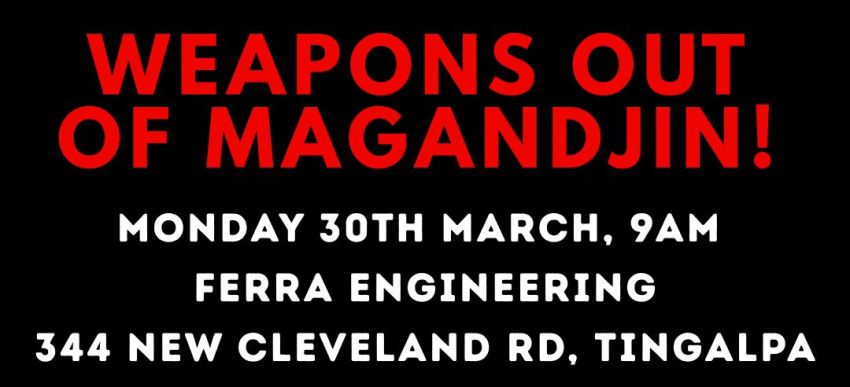 Artwork and graphic for event Weapons Out Of Magan-djin, 9am 30/03/2026 Ferra Engineering, 344 New Cleveland Rd Tingalpa QLD 4173