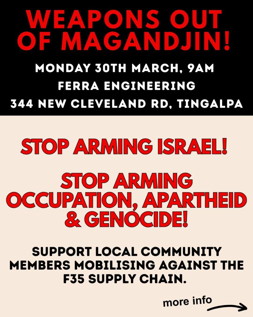 Artwork and poster for event Weapons Out Of Magan-djin, 9am 30/03/2026 Ferra Engineering, 344 New Cleveland Rd Tingalpa QLD 4173