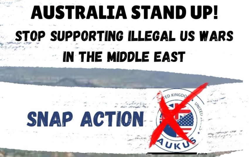 Artwork and graphic for event Australia Stand Up! Stop supporting illegal US wars in the Middle East, 5pm 17/03/2026 Walyalup Koort, William St, Fremantle WA 6160