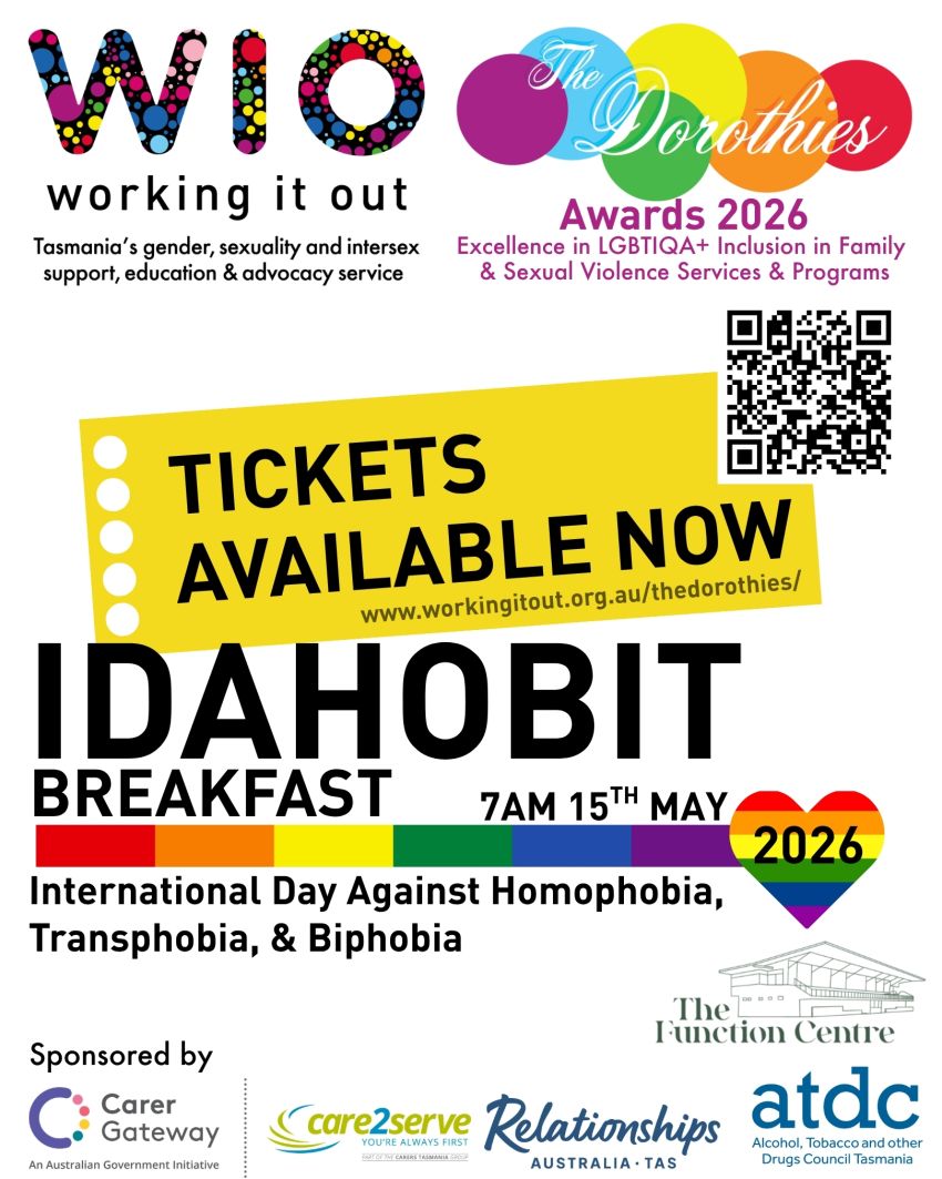 IDAHOBIT Breakfast & Dorothies Awards 2026, 7am 15th May 2026 hosted by Working It Out
