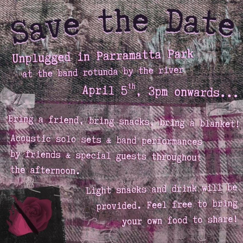 Artwork and graphic for event Unplugged in Parramatta Park, 3pm onwards 03/04/2026 Band Rotunda, West Domain Avenue, Parramatta Park, NSW 2150