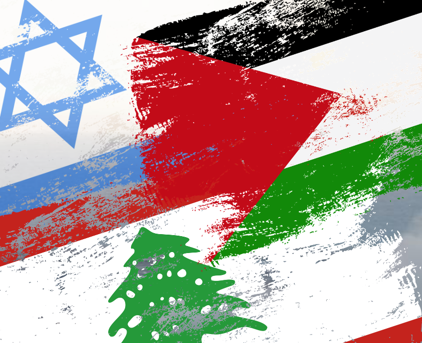 Israel, Lebanon, Palestine flags
