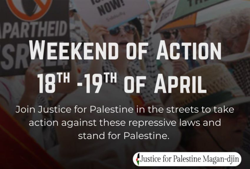 Artwork and graphic for event Weekend of Action. 18th and 19th April Magan-djin QLD