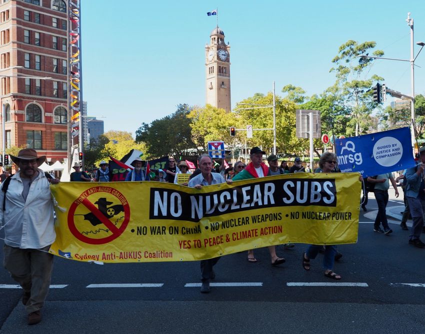 sydney anti aukus coaltion banner