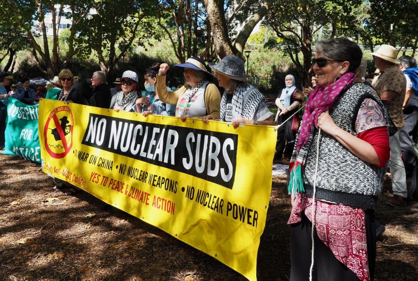 sydney anti aukus coalition banner