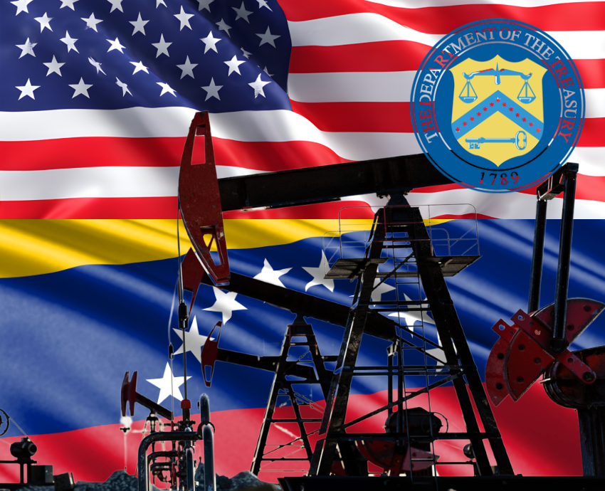 US-Venezuela flags oil pumps