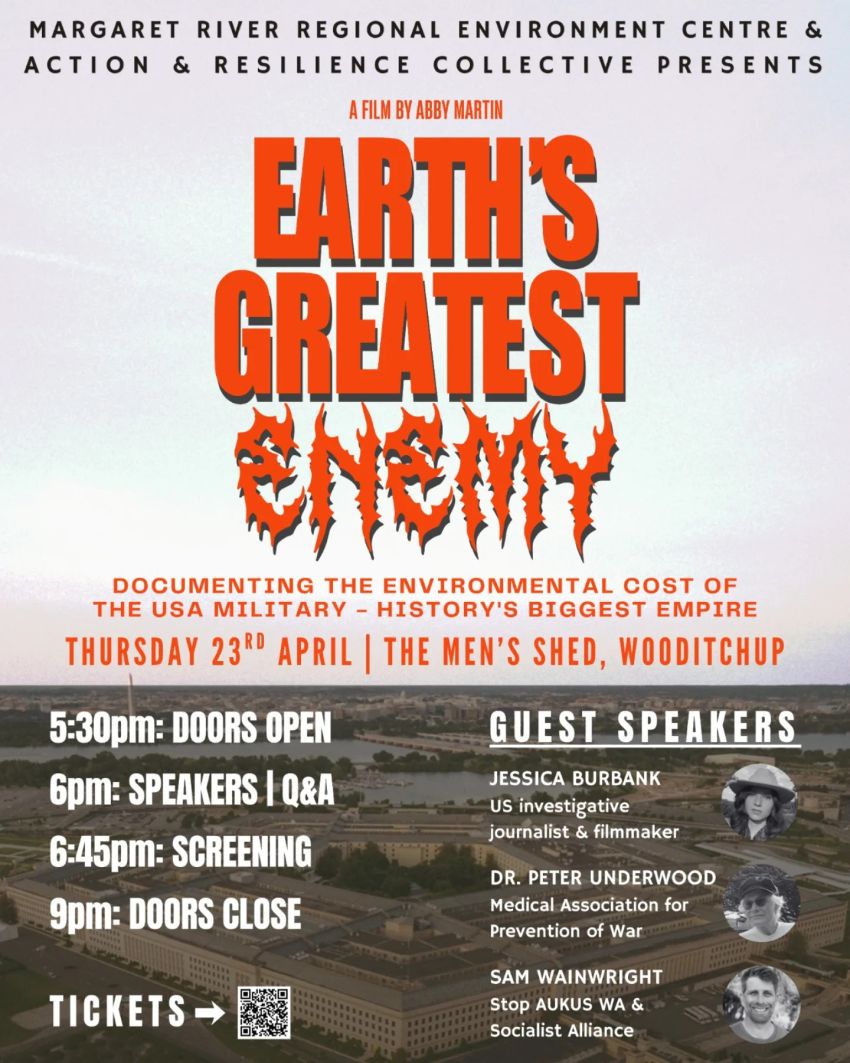 Artwork and graphic for event Earth's Greatest Enemy – Film screening, 5:30pm 23/04//2026 The Men's Shed, Wooditchup