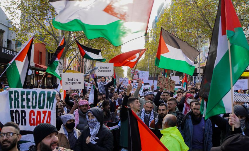 Photo of people at a Palestine solidarity protest