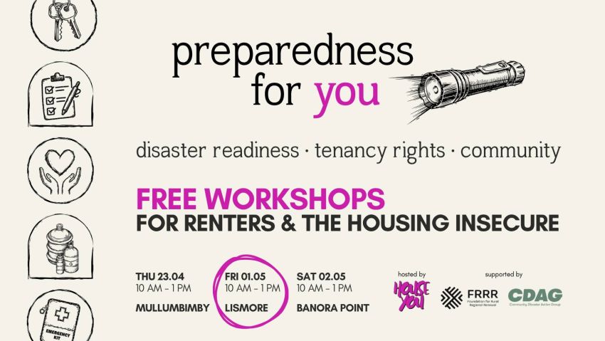 Artwork and graphic for event Preparedness For You – Lismore, 10am-1pm 01/05/2026, Lismore City Bowling Club 163 Molesworth St, Lismore NSW 2480