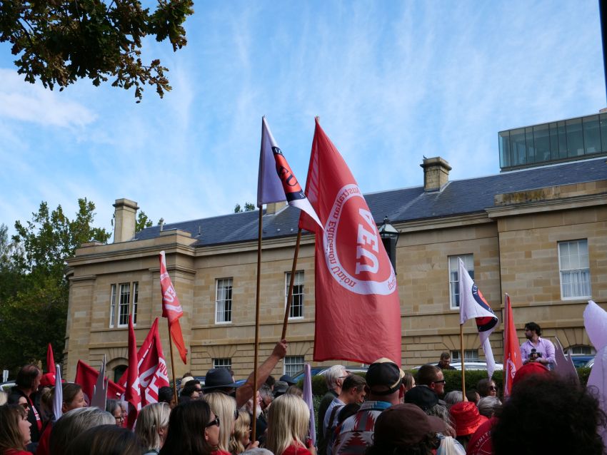 teachers and public sector workers on strike in hobart