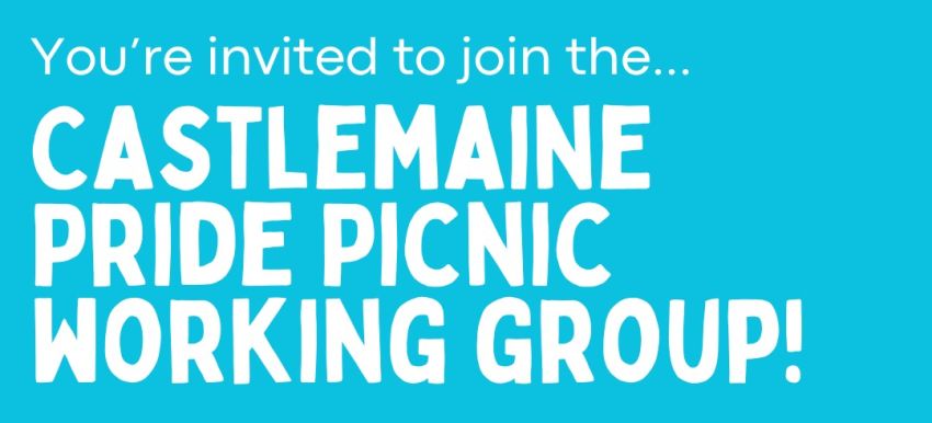 Artwork and graphic for event Join the Castlemaine Pride Picnic Working Group, 4pm 13/04/2026 Castlemaine Community House, 30 Templeton St, Castlemaine VIC 3450