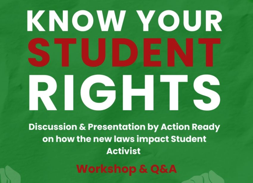 Artwork and graphic for event Know Your Student Rights, 5:30pm 07/04/2026 UQ Geoffrey Rush Drama Studio, Campbell Place, Brisbane City QLD 4067