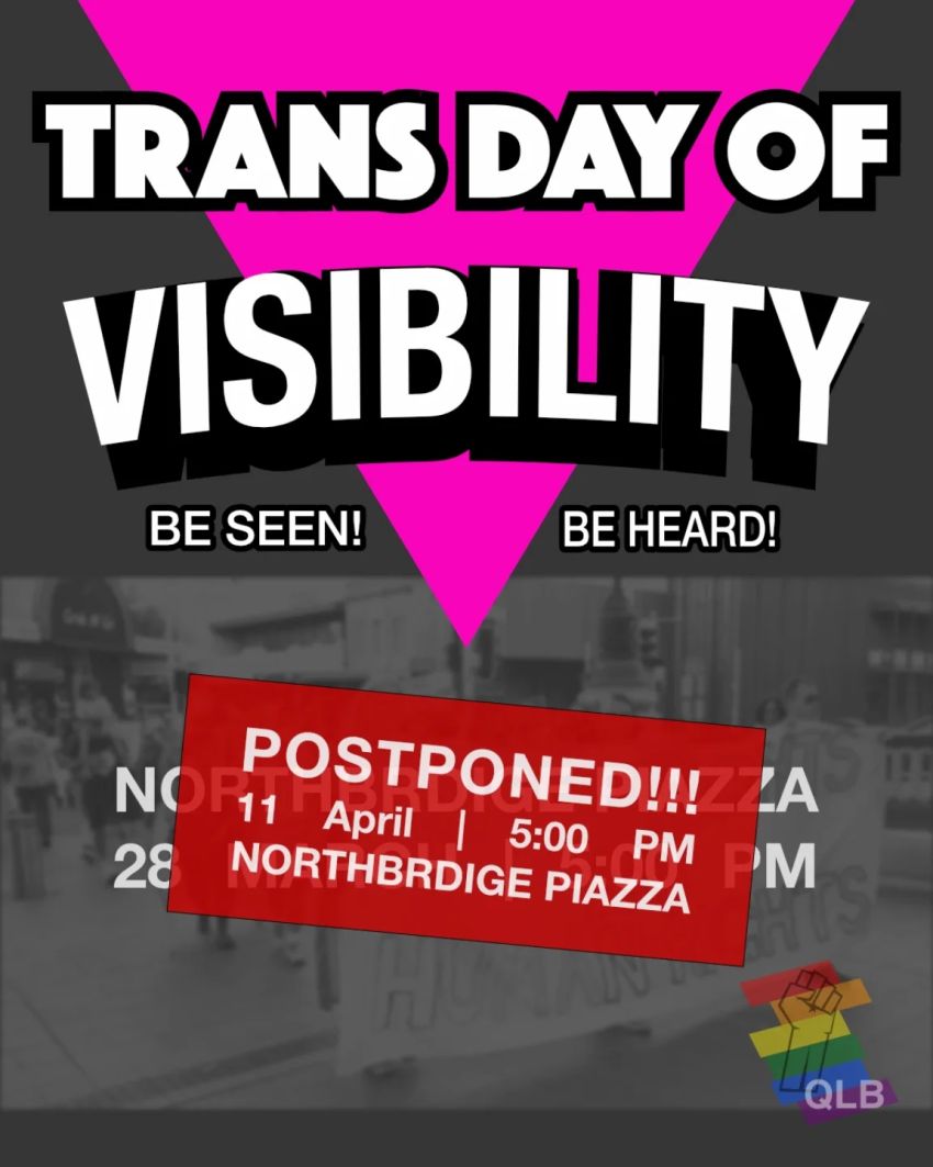 Artwork and poster for event Trans Day of Visibility – Boorloo, 5pm 11/04/2026 Northbridge Piazza, 142 Lake St, Northbridge WA 6003
