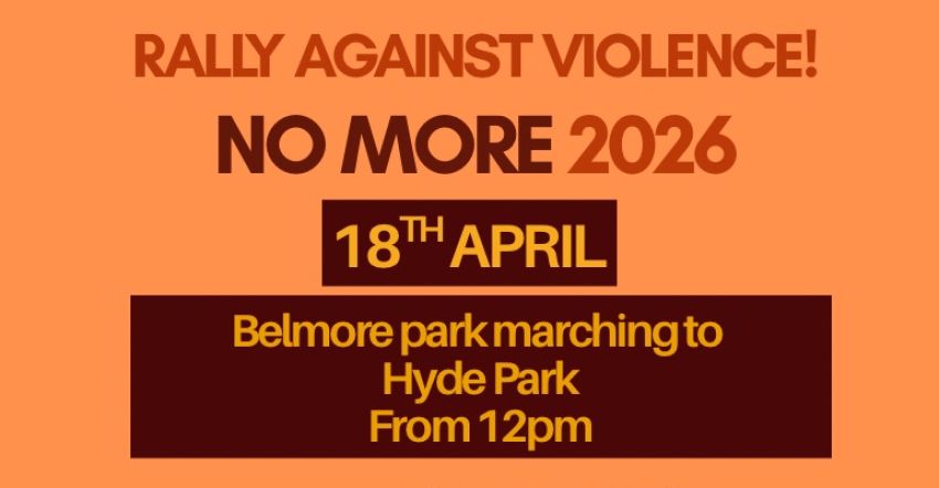 Artwork and graphic for event No More: Rally Against Violence – Gadigal Country, 12pm-2pm 18/04/2026, Belmore Park, Hay St, Haymarket NSW 2000