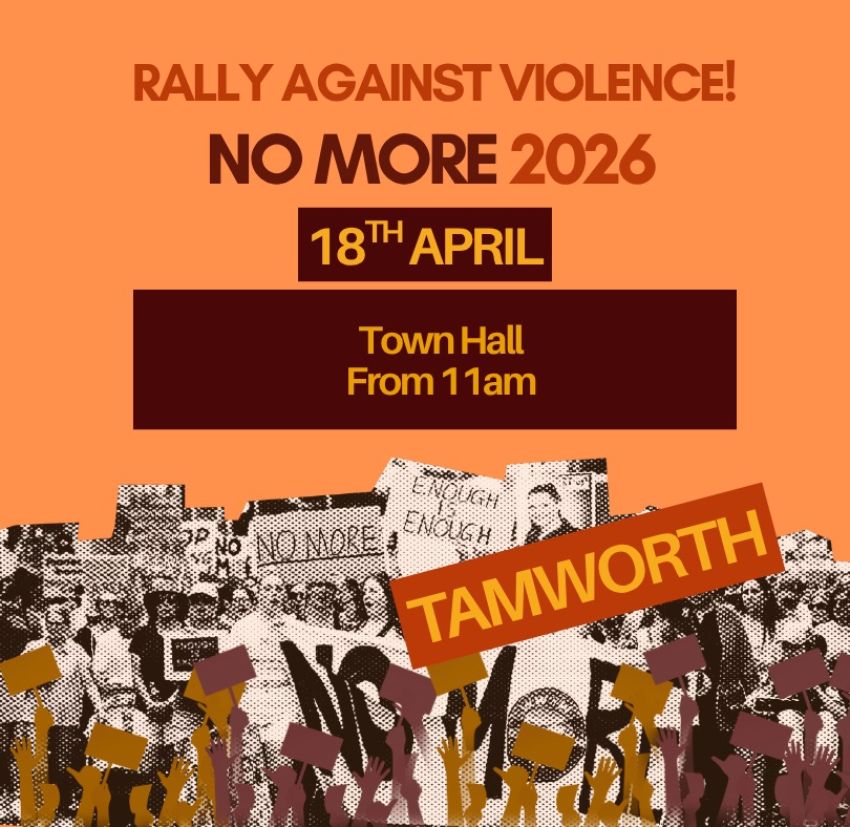 Artwork and poster for event No More: Rally Against Violence – Tamworth, 11am 18/04/2026 Tamworth Town Hall, 28 Fitzroy St, Tamworth NSW 2340