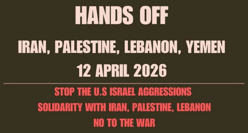 Artwork and graphic for event Hands off Iran, Palestine, Lebanon & Yemen! No to the war! 12pm 12/04/2026, Parliament House, Parliament Dr, Canberra ACT 2600