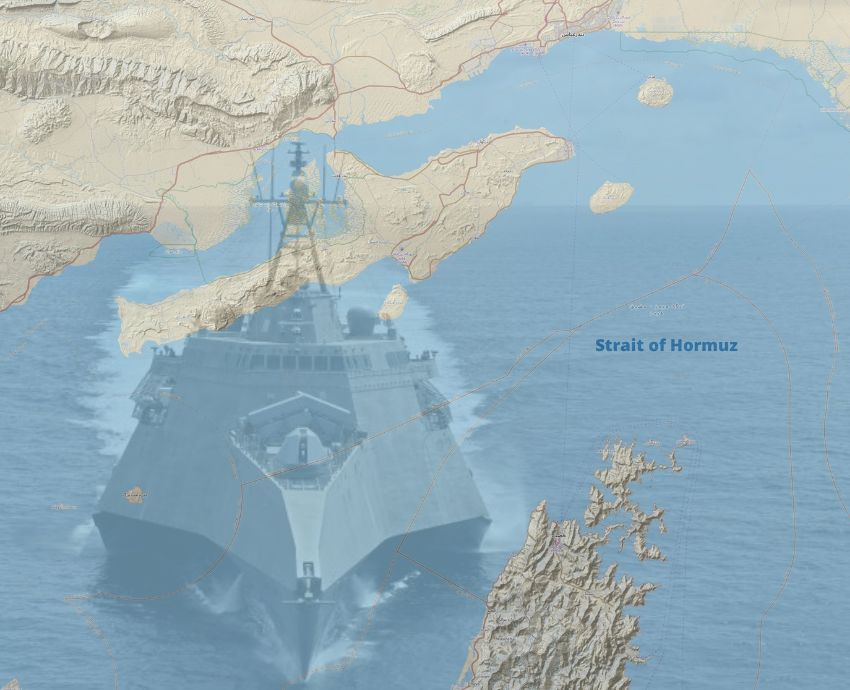 Warship and Strait of Hormuz