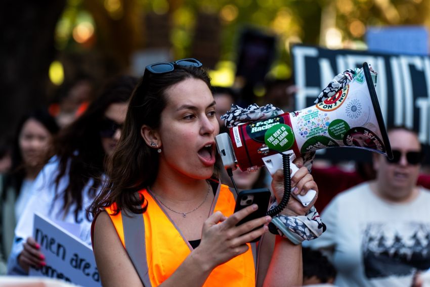 woman with megaphone