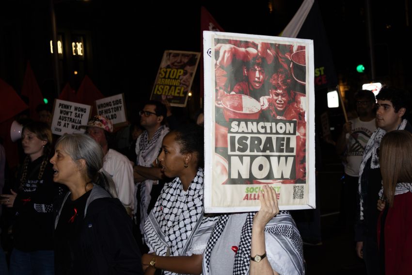 sanction israel now placard 