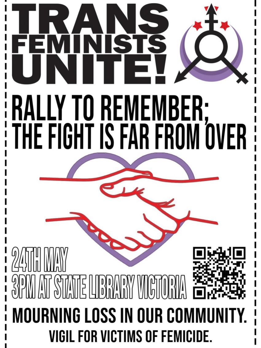Artwork and poster for event Rally to Remember: The fight is far from over, 3pm 24/05/2026 State Library Victoria, 328 Swanston St, Melbourne VIC 3000