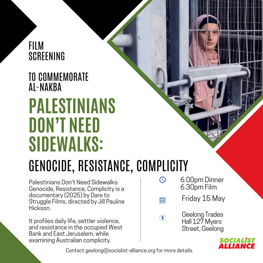 Palestinians Don't Need Sidewalks. Film Screening to commemorate Al- Nakba