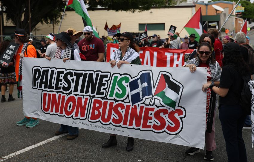 Part of the Justice for Palestine contingent, Magan-djin/Brisbane