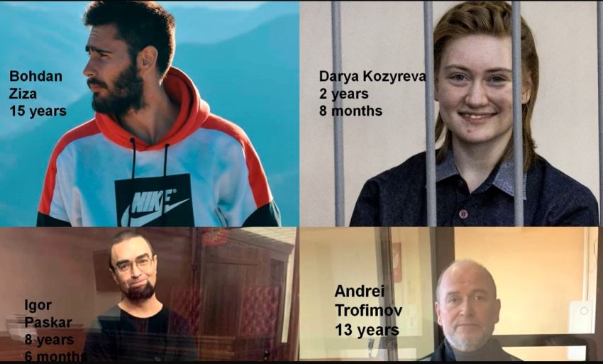 Pictures of four political prisoners in Russia