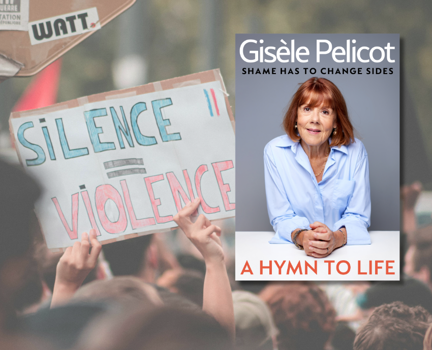book cover and background image of anti-violence protest